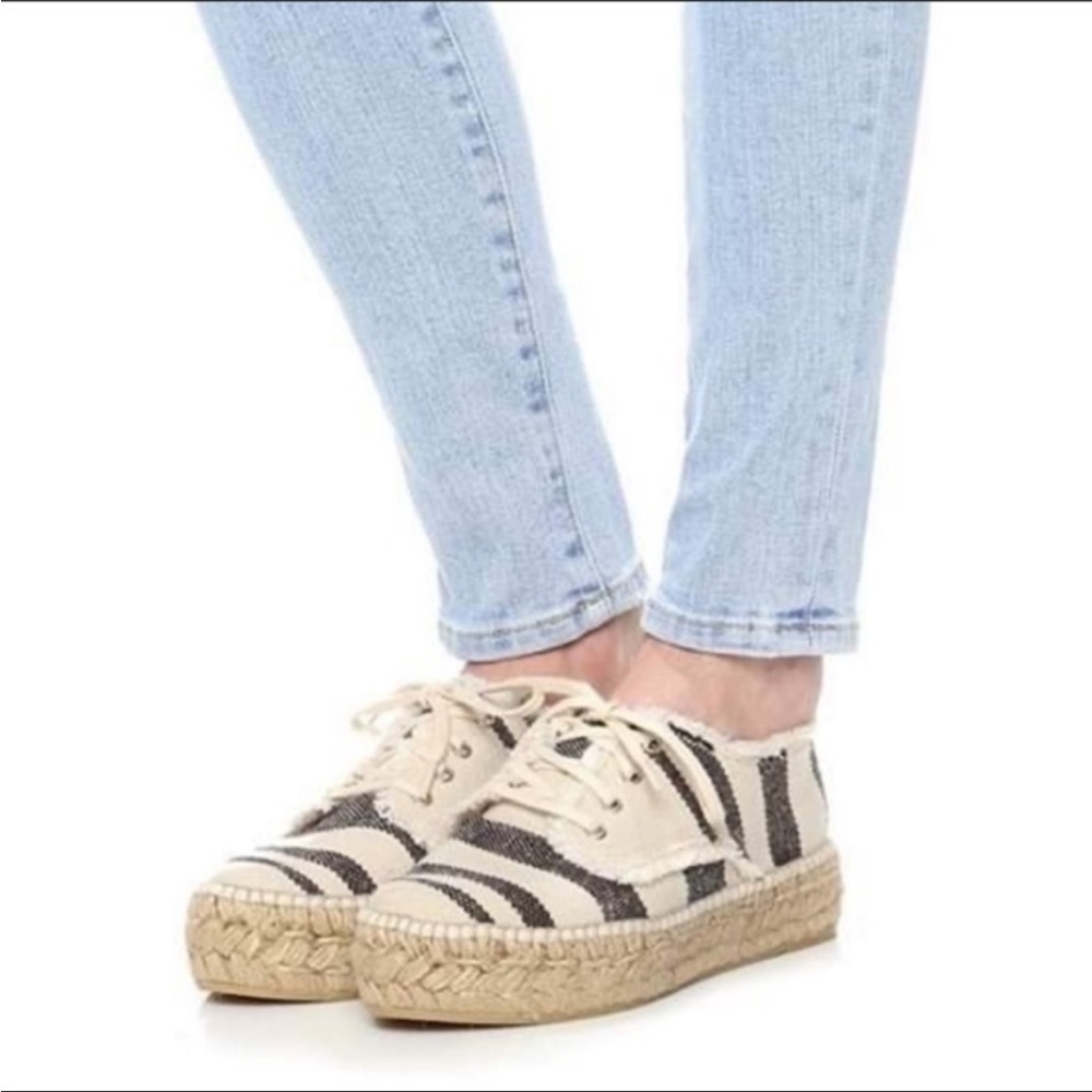 Loeffler Randall Alfie Striped Black & White Espadrille Platform Sneakers